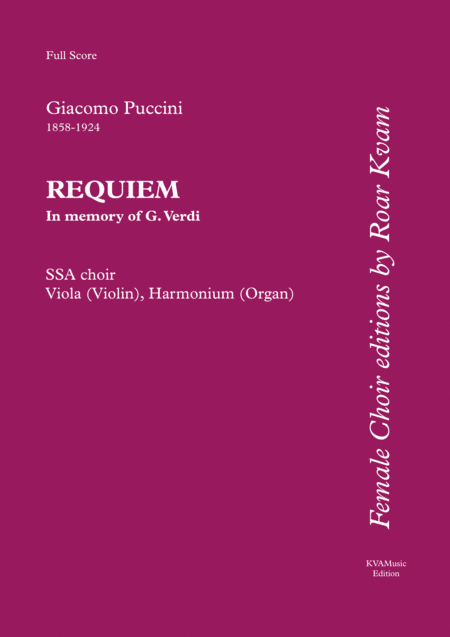 Puccini: Requiem (SSA choir, Viola or Violin, Harmonium or Organ) (arr. Roar Kvam)