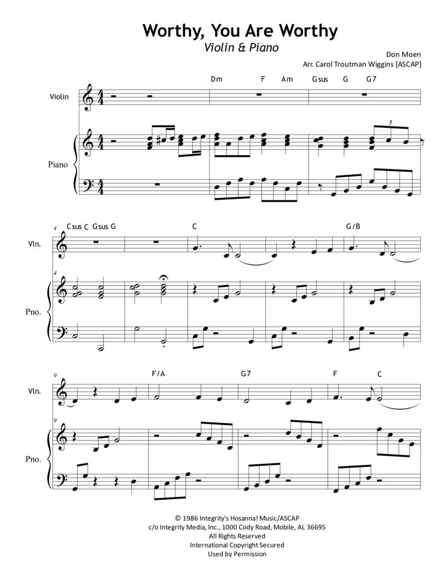 Worthy, You Are Worthy (arr. Carol Troutman Wiggins)