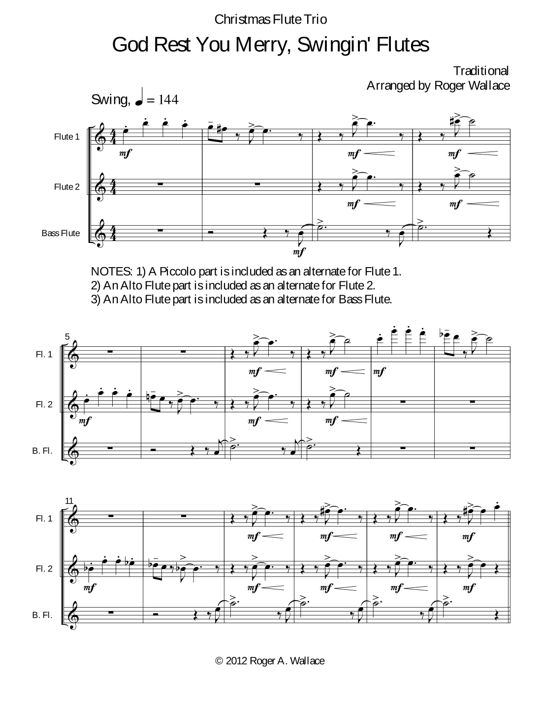 God Rest You Merry, Gentlemen (Flute Trio) (arr. Roger Wallace)