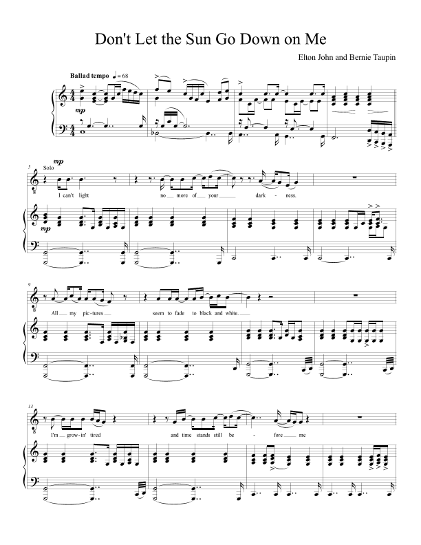 Don't Let The Sun Go Down On Me (arr. Eric T Knechtges)