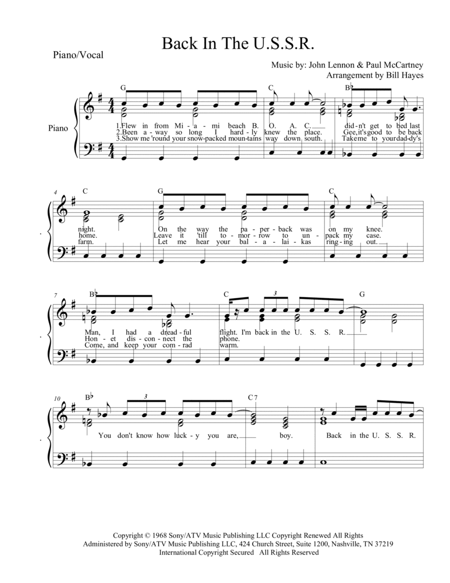 Back In The Ussr (arr. William H Hayes)