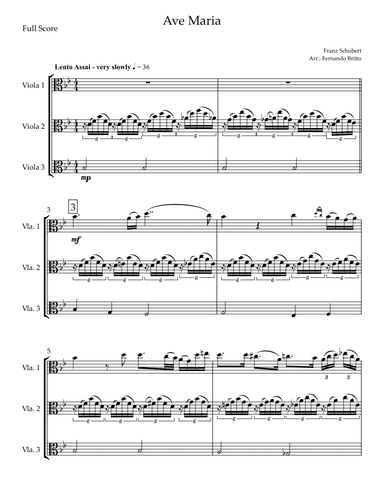 Ave Maria (Franz Schubert) for Viola Trio (arr. Fernando Britto)