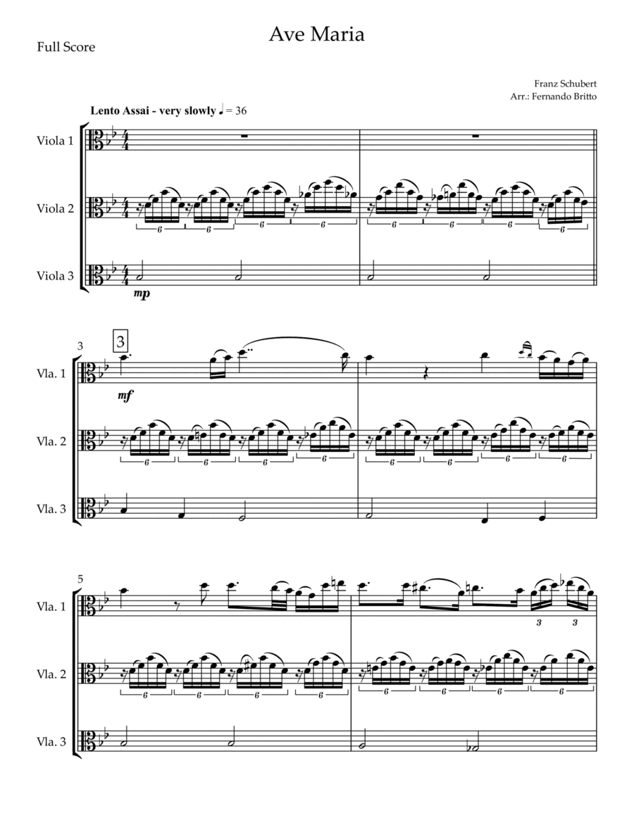 Ave Maria (Franz Schubert) for Viola Trio (arr. Fernando Britto)