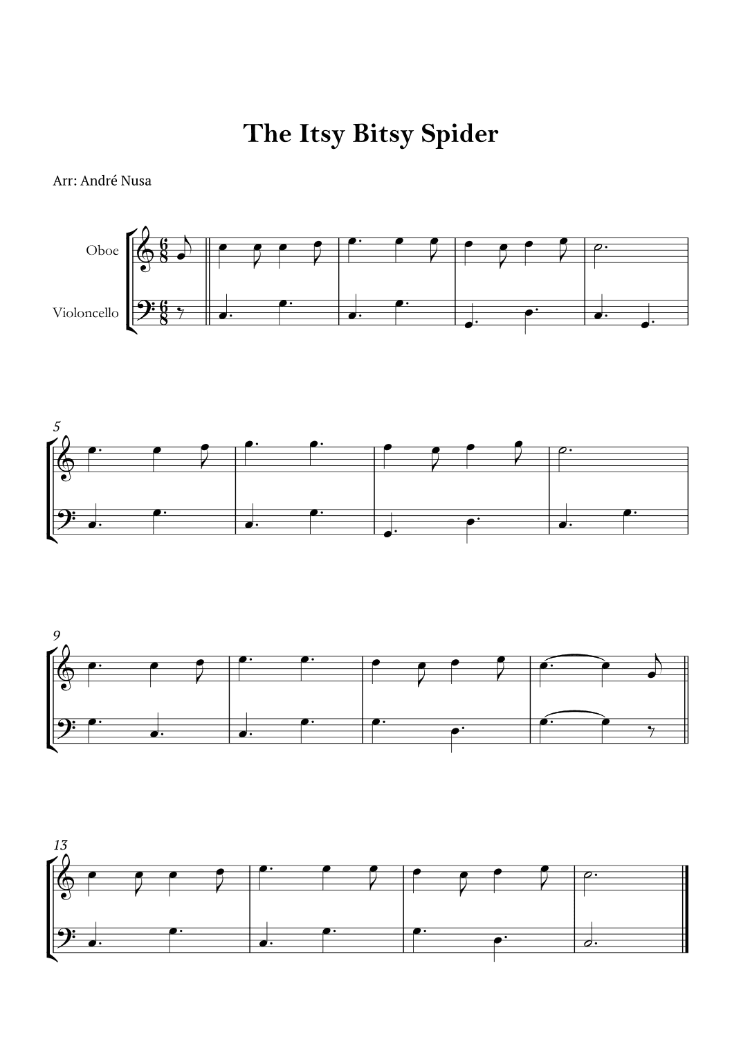 The Itsy Bitsy Spider (arr. André Nusa)