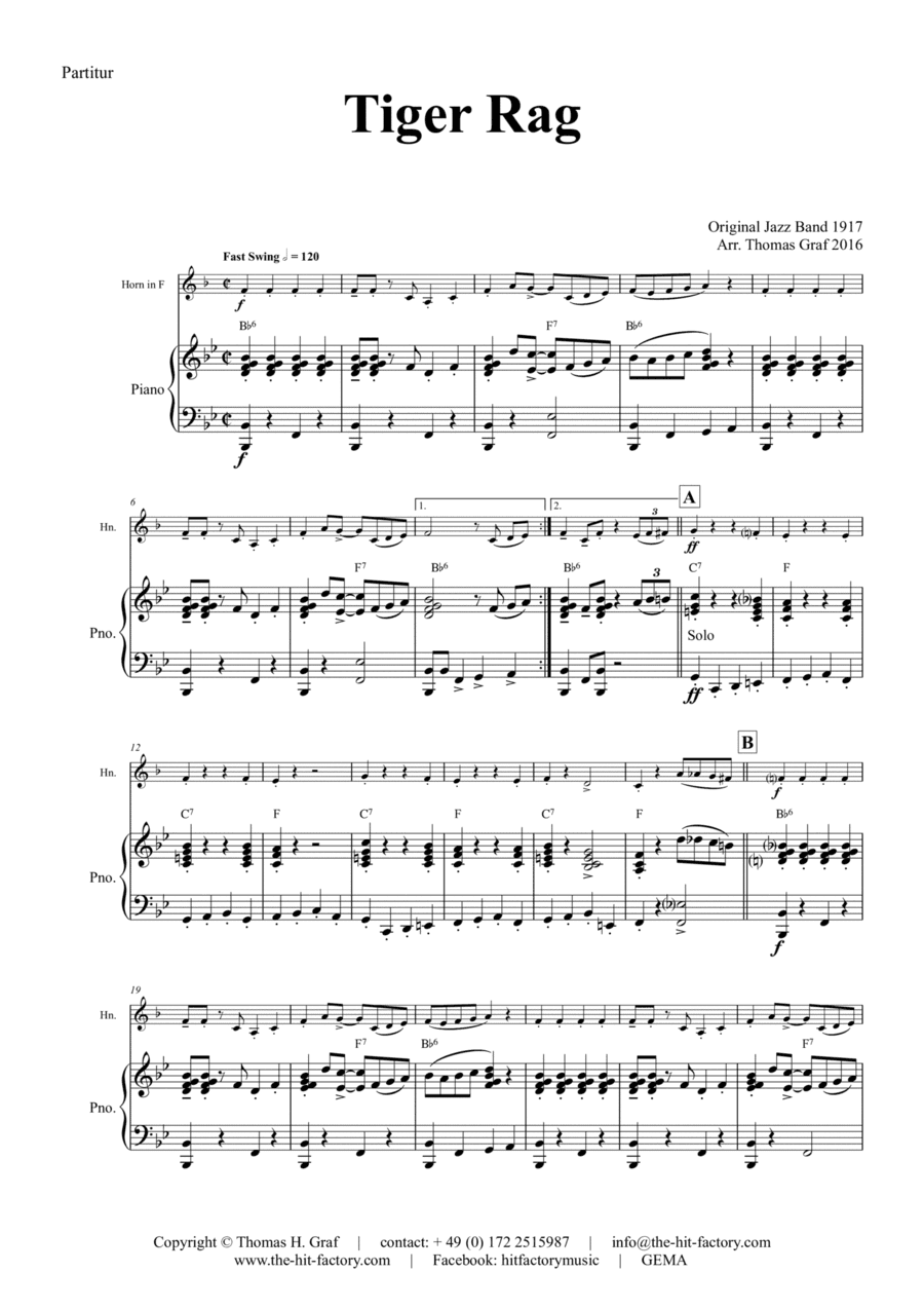 Tiger Rag - Jazz Classic - Piano and Horn (arr. Thomas Graf)