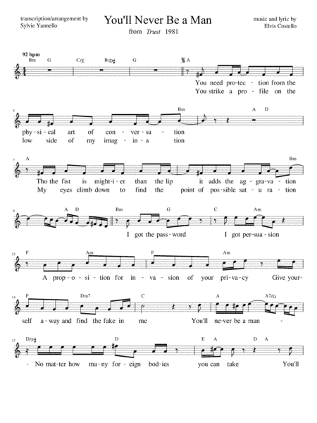 You'll Never Be A Man (arr. Sylvie Yannello)