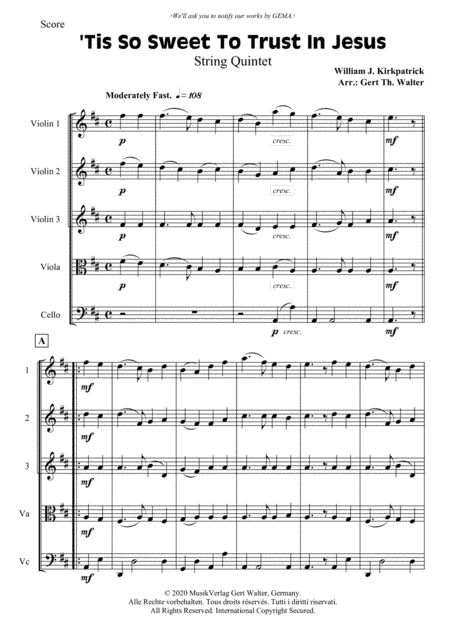 'Tis So Sweet To Trust In Jesus (arr. Gert Th. Walter)