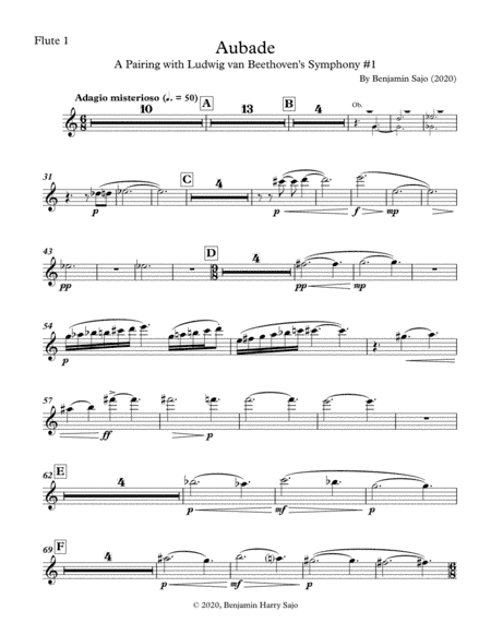 Aubade: A Pairing with Beethoven's Symphony #1 - Flute 1