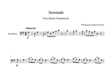 Serenade (Eine Kleine Nachtmusik) - Wolfgang Amadeus Mozart (Trombone) (arr. Digital Book Music)