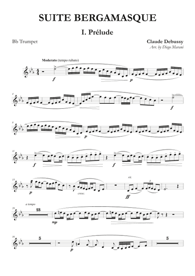Prelude from "Suite Bergamasque" for Trumpet and Piano (arr. Diego Marani)