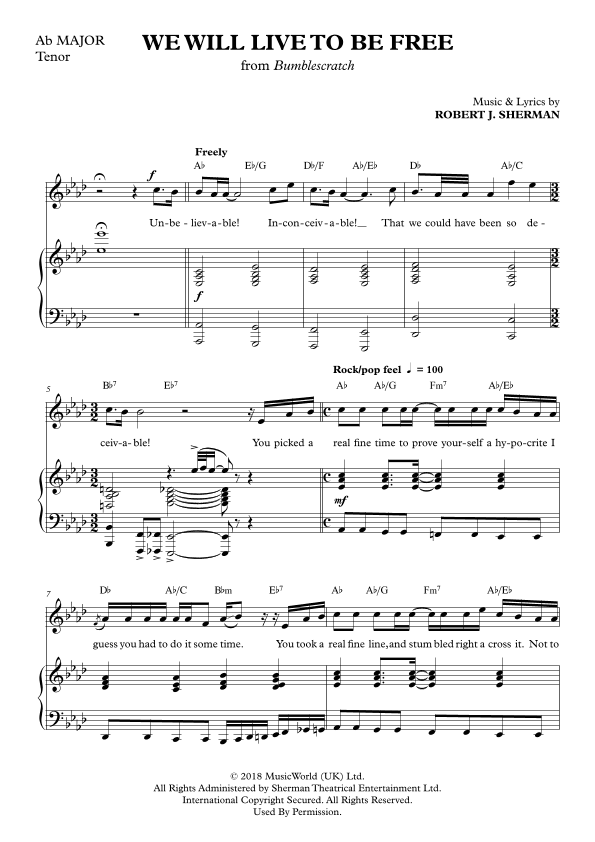 We Will Live To Be Free (A flat Major)
