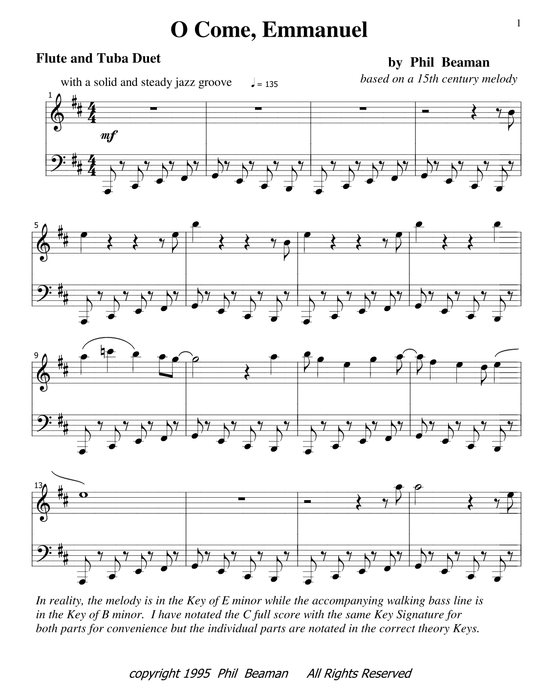 O Come, Emmanuel - jazz flute and tuba