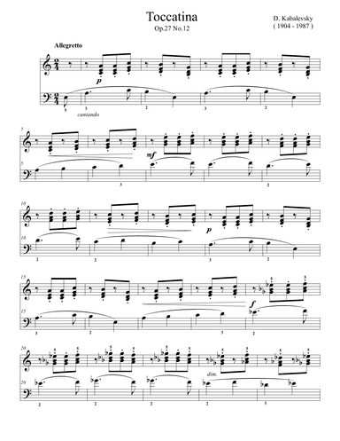 Kabalevsky Toccatina Op.27 No.12 (arr. Ben Choupak)