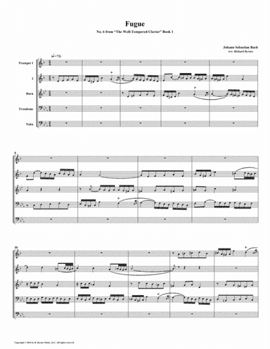 Fugue 06 from Well-Tempered Clavier, Book 1 (Brass Quintet) (arr. Richard Byrnes)