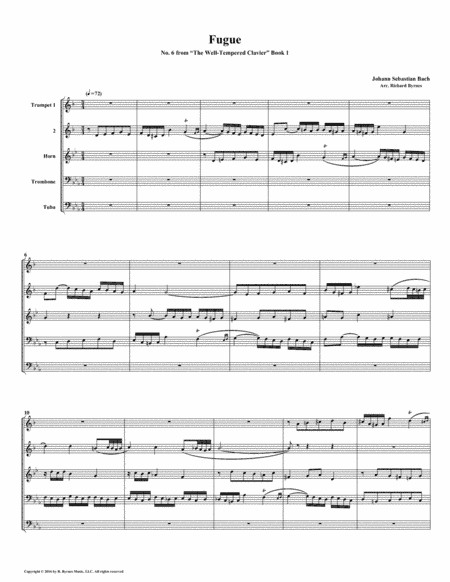 Fugue 06 from Well-Tempered Clavier, Book 1 (Brass Quintet) (arr. Richard Byrnes)