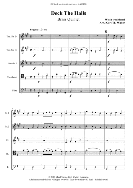 Deck The Halls (arr. Gert Th. Walter)