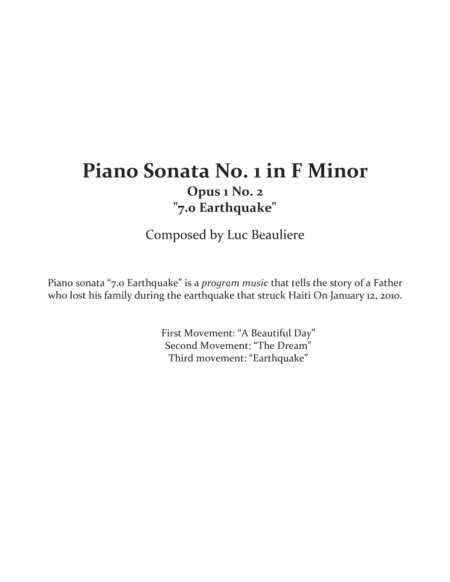 Piano Sonata No. 1 in F minor, Op. 1 No. 2 "7.0 Earthquake"