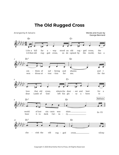 The Old Rugged Cross (Key of G-Flat Major) (arr. R. Salvario)