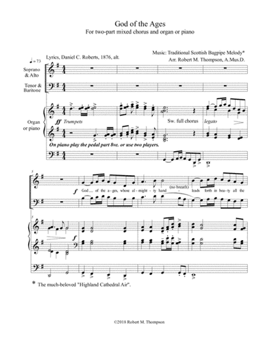 "God of the Ages, Whose Almighty Hand" TWO PART CHORAL