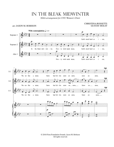 In the Bleak Midwinter SSAA (arr. Jason M. Robison)