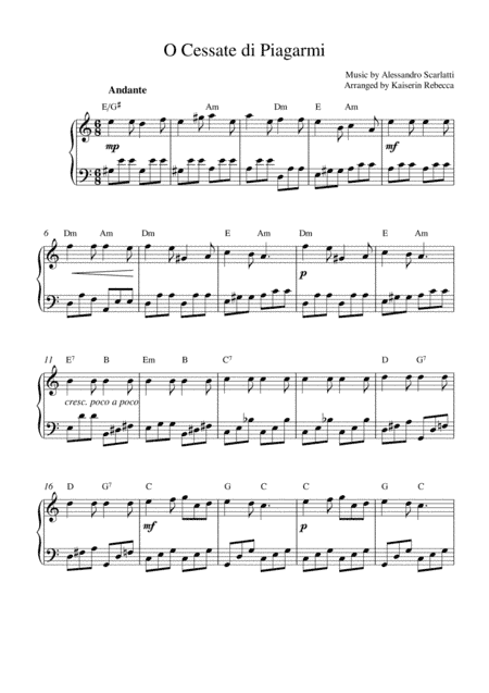 O Cessate di Piagarmi (arr. Kaiserin Rebecca)