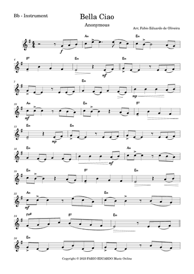 Bella Ciao (arr. Fabio Eduardo de Oliveira)