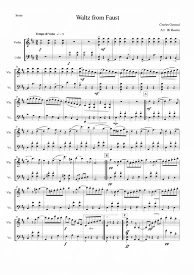 Gounod - Waltz from Faust - String duet (arr. HJ Bosma)