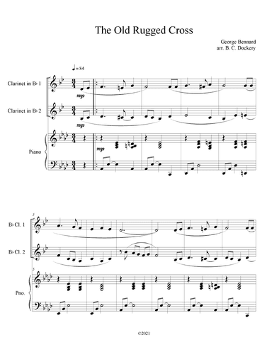 The Old Rugged Cross (Clarinet Duet with Piano Accompaniment) (arr. B. C. Dockery)