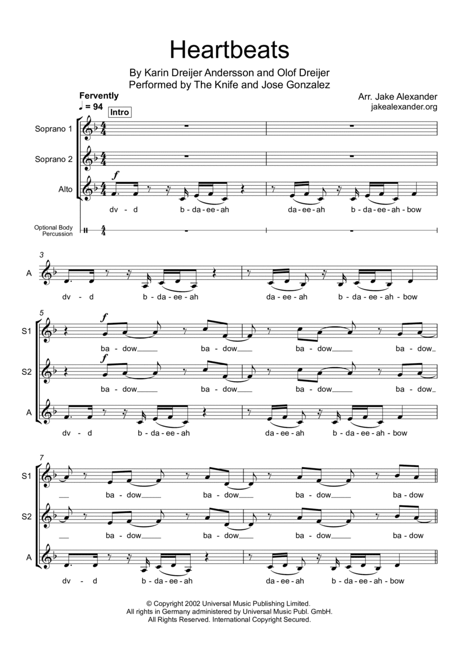 Heartbeats (arr. Jake Alexander)