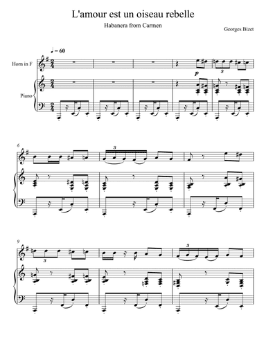 Georges Bizet- Habanera "L’amour est un oiseau rebelle" (French Horn Solo) (arr. André Laitano)