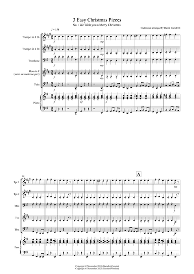 3 Easy Christmas Pieces for Brass Quartet (arr. David Burndrett)