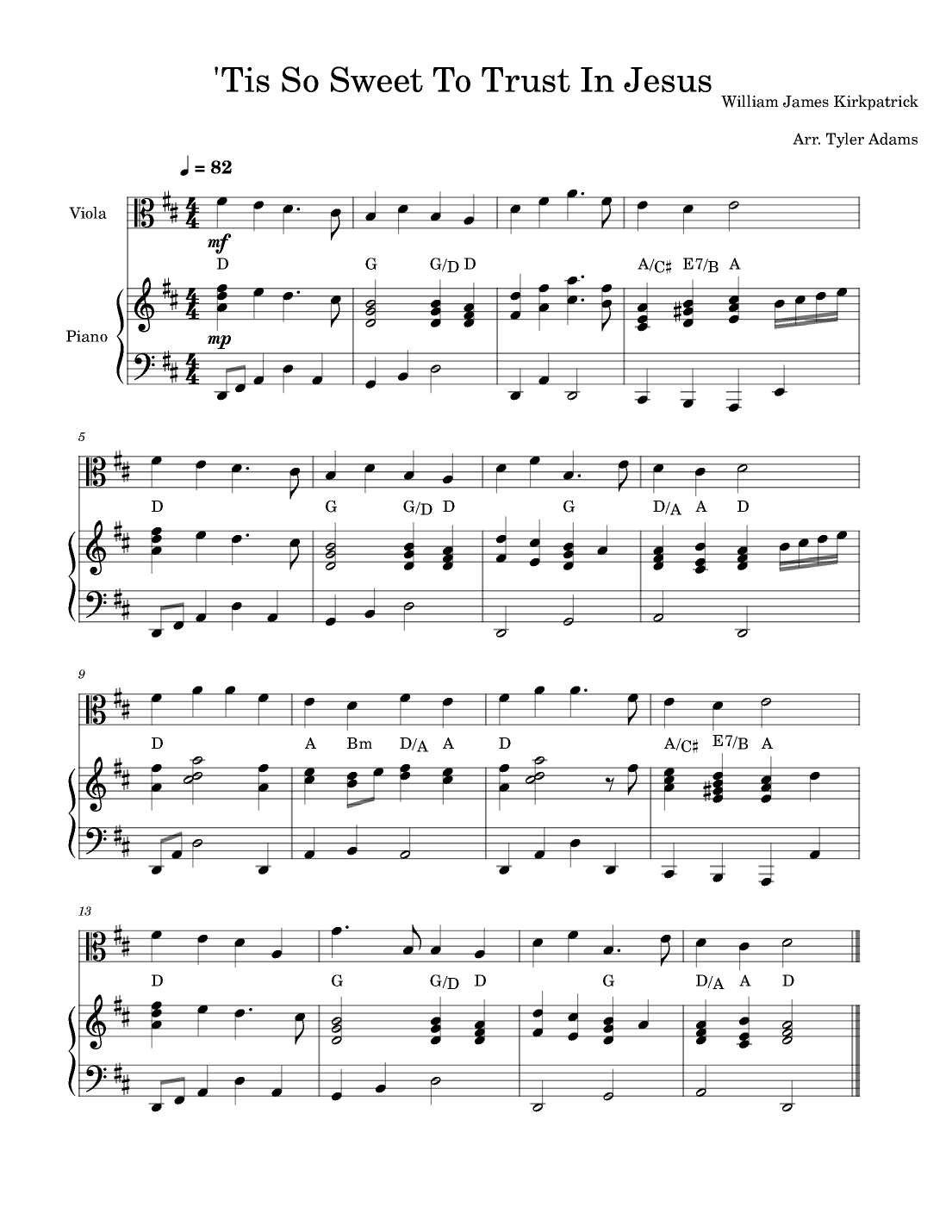 'Tis So Sweet To Trust In Jesus (arr. Tyler Adams)