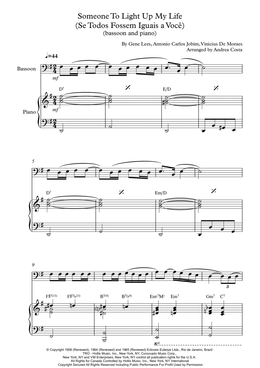 Someone To Light Up My Life (se Todos Fossem Iguais A Voce) (arr. Andrea Costa)