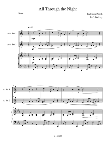 All Through the Night (Alto Sax Duet with Piano Accompaniment) (arr. B. C. Dockery)