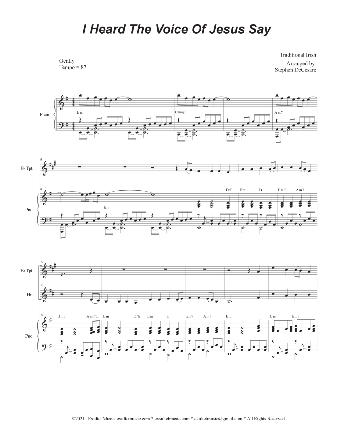 I Heard The Voice Of Jesus Say (Duet for Bb-Trumpet and French Horn) (arr. Stephen DeCesare)