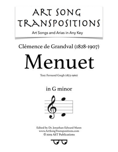 DE GRANDVAL: Menuet (transposed to G minor) (arr. ArtSongTranspositions.com)