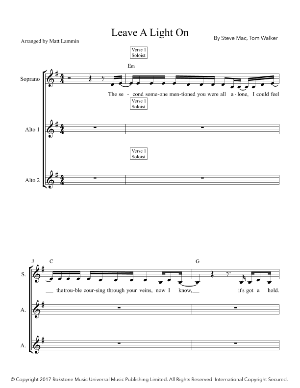 Leave A Light On (arr. Matt Lammin)