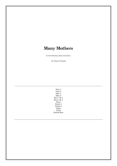 Many Mothers (standard Version) (arr. Eliseu F. Guedes)