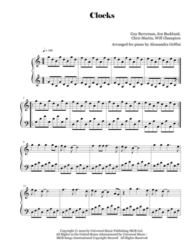 Clocks (arr. Alessandra Gelfini)