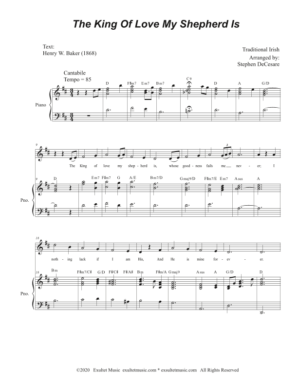 The King Of Love My Shepherd Is (Vocal Solo - High Key) (arr. Stephen DeCesare)