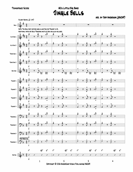 Jingle Bells for Little Big Band up to Full Big Band (arr. Jeff D. Anderson)