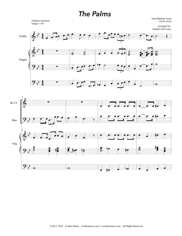 The Palms (Woodwind Quartet and Organ) (arr. Stephen DeCesare)