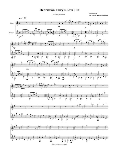 Hebridean fairy's love song (Tha Mi sgith) arranged for flute and guitar (arr. David Warin Solomons)