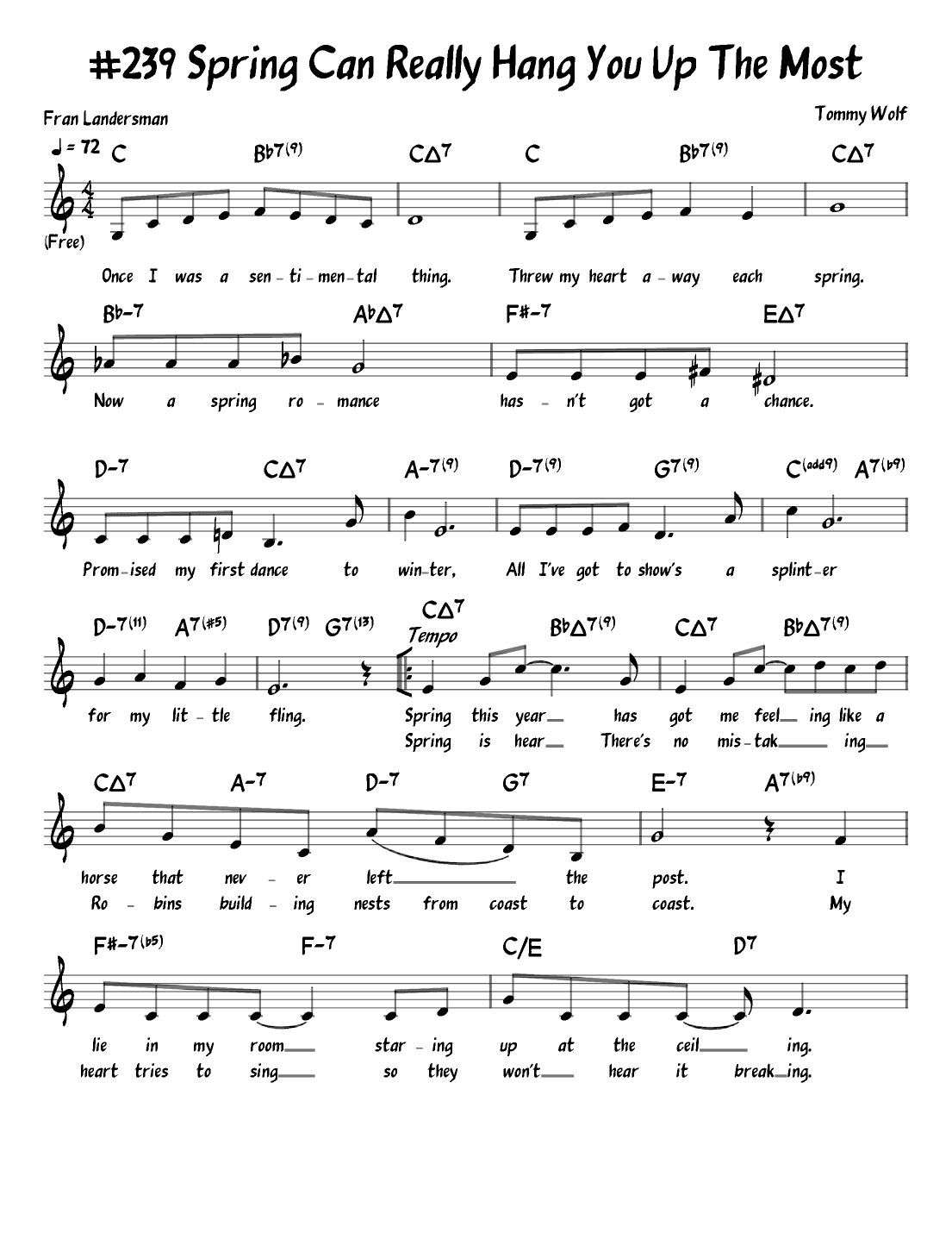 Spring Can Really Hang You Up The Most (arr. John Fries)