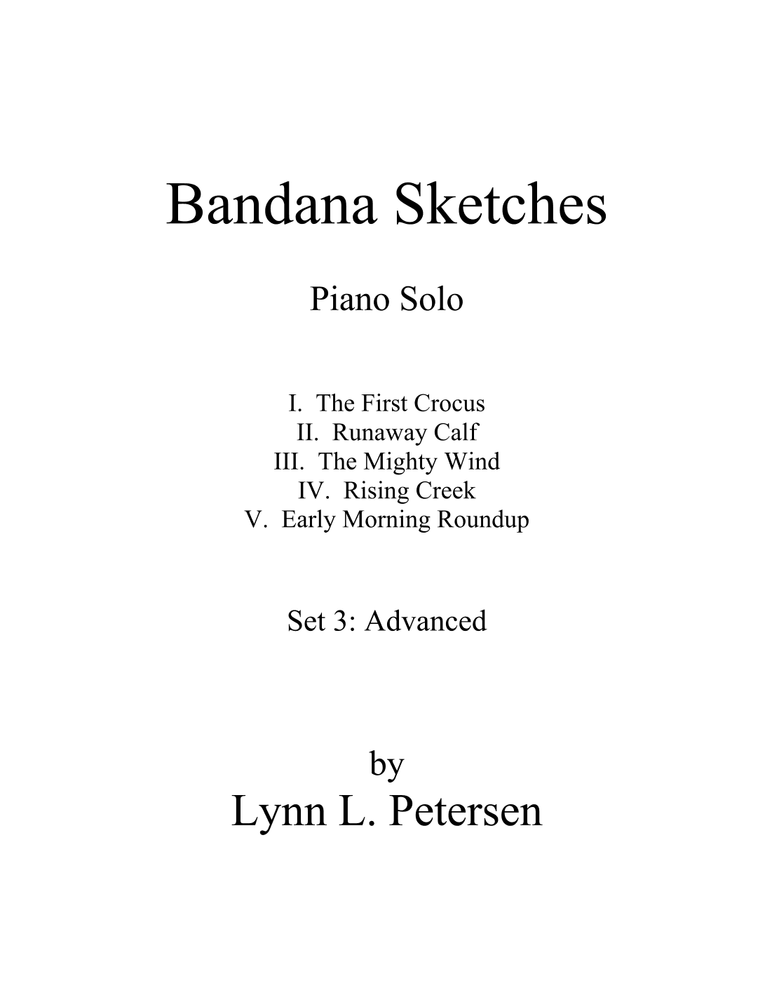 Bandana Sketches (Set 3 - Advanced) - piano solo