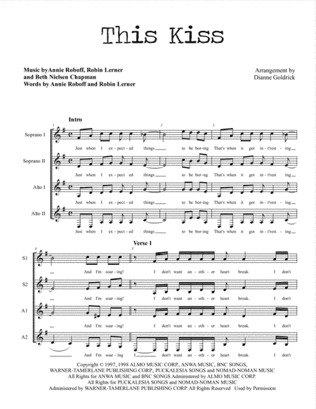 This Kiss (arr. Dianne Goldrick)