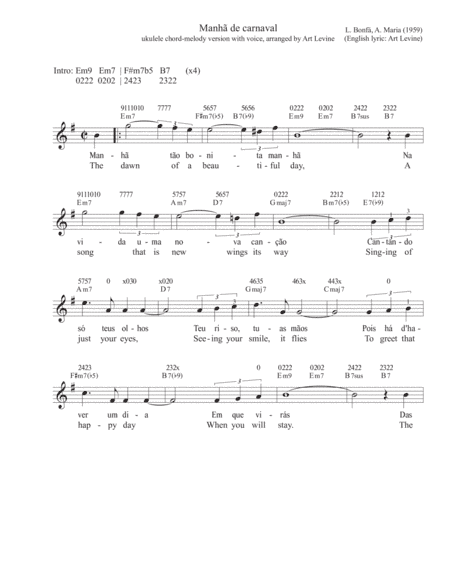 A Day In The Life Of A Fool (manha De Carnaval) (arr. Art Levine)