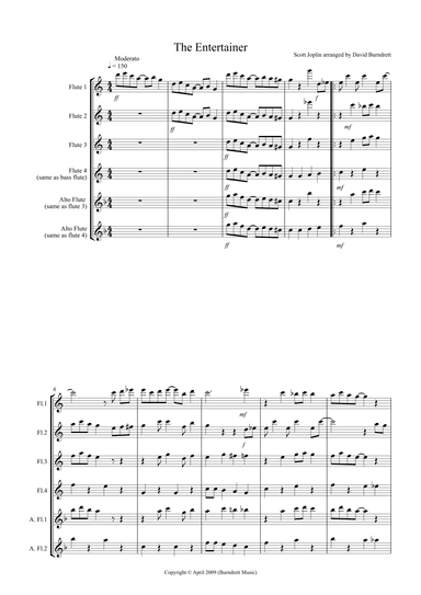The Entertainer for Flute Quartet (arr. David Burndrett)