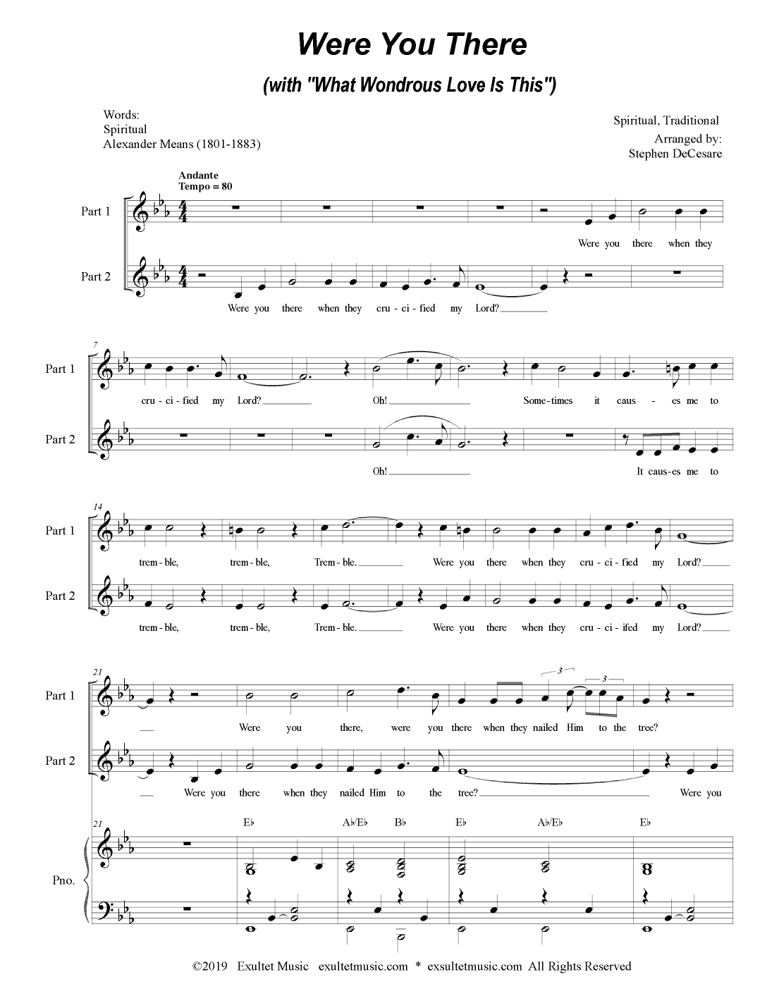Were You There (with "What Wondrous Love Is This") (for 2-part choir) (arr. Stephen DeCesare)