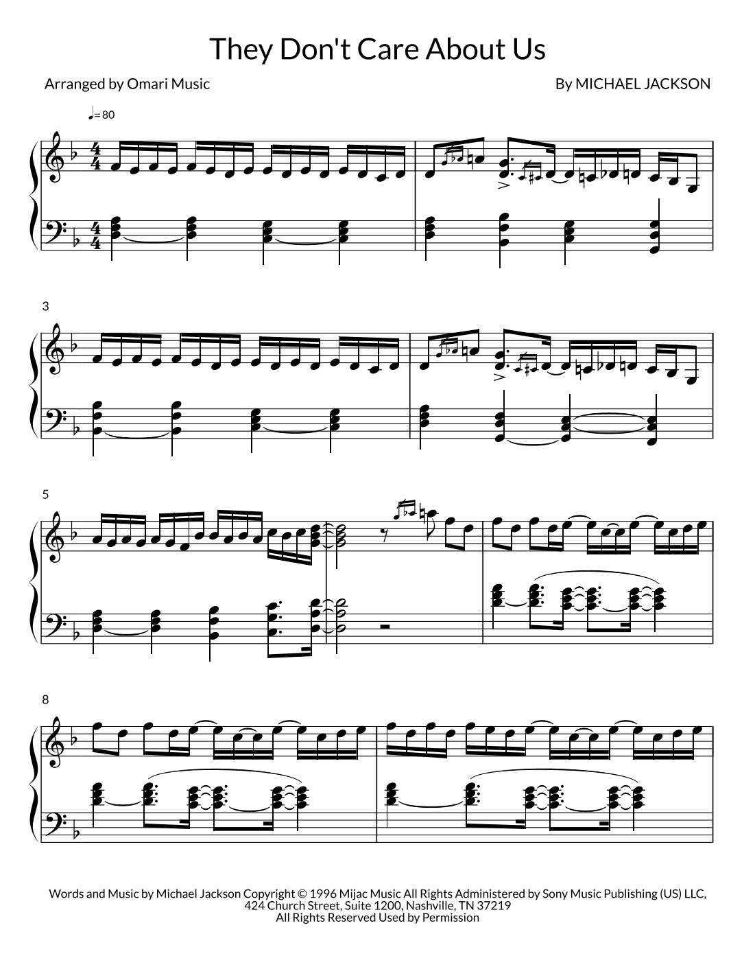 They Don't Care About Us (arr. Omari Music)